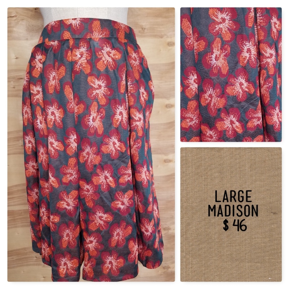 LuLaRoe Madison size LARGE FLOWER Spring skirt NWT